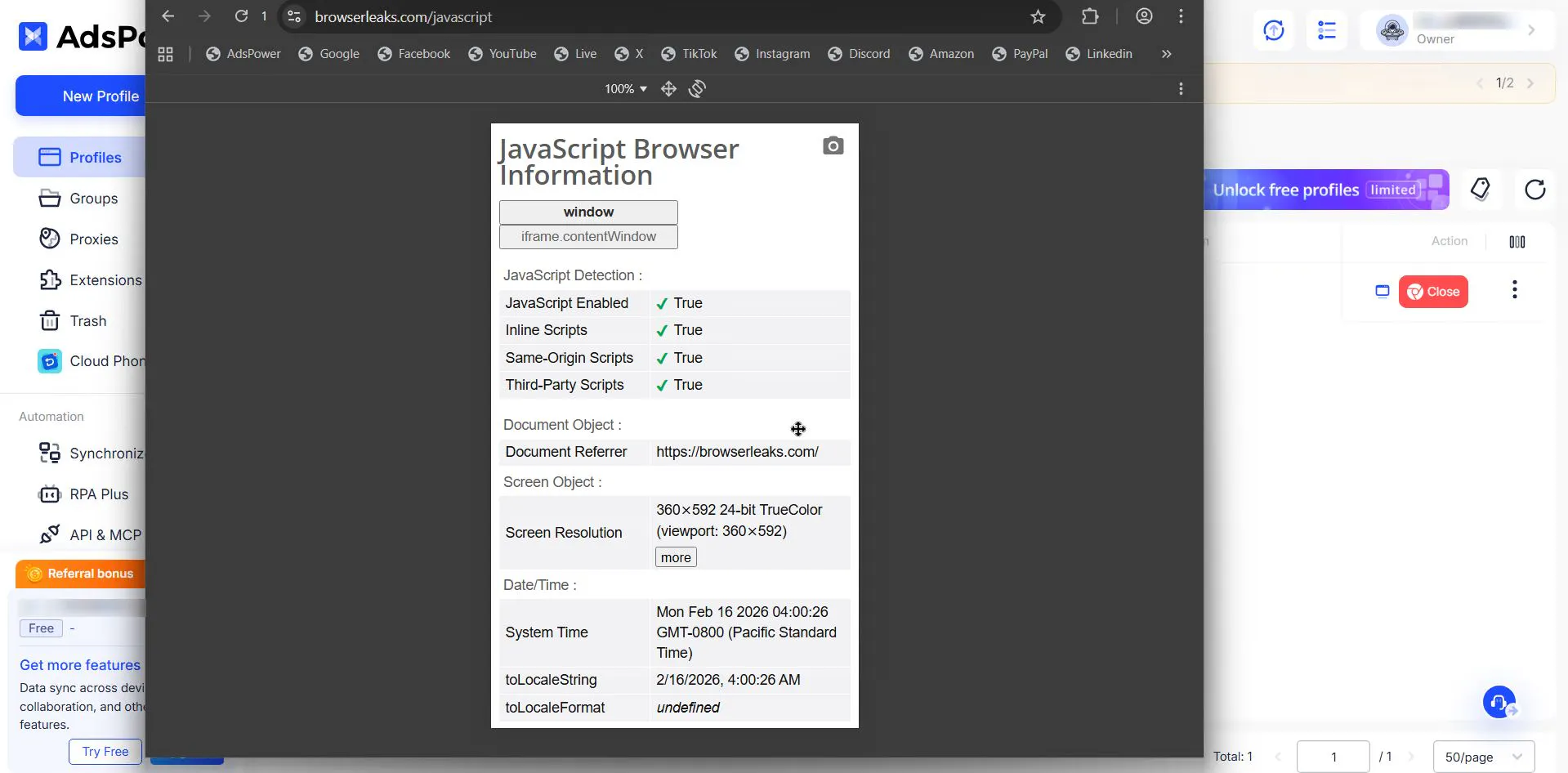 test browserleaks