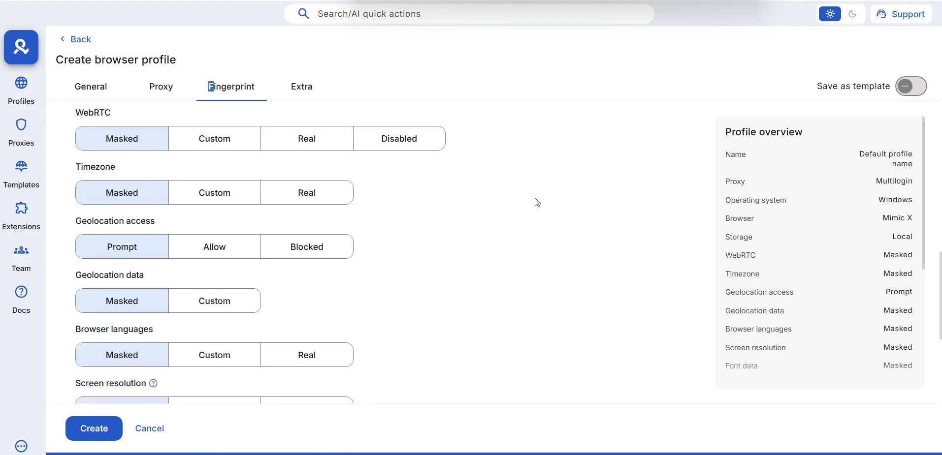proxy settings