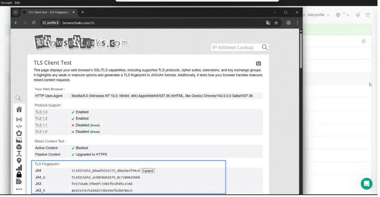 Network and Behavioral Browser Fingerprint Parameters