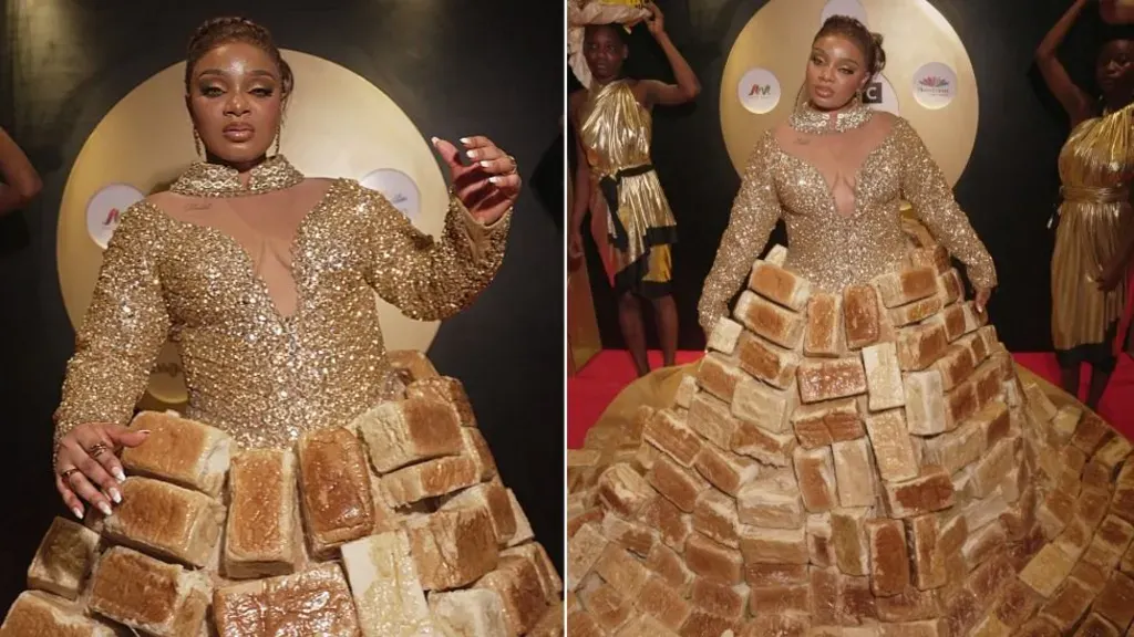Africa Magic Viewers' Choice Awards Red Carpet Turns Into a Bakery as Queen Mercy Atang Wears Bread Dress