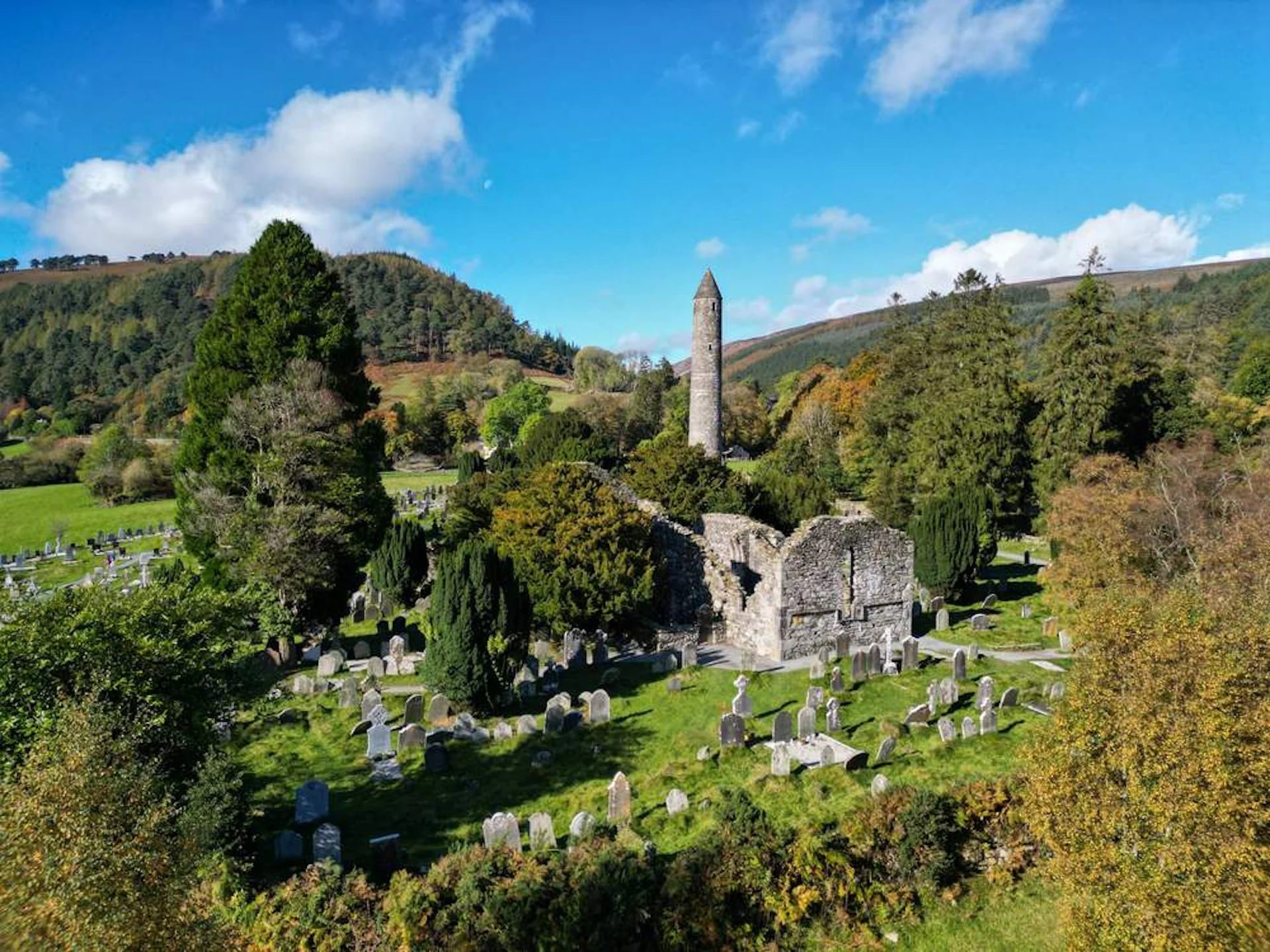 glendalough round tower in wicklow