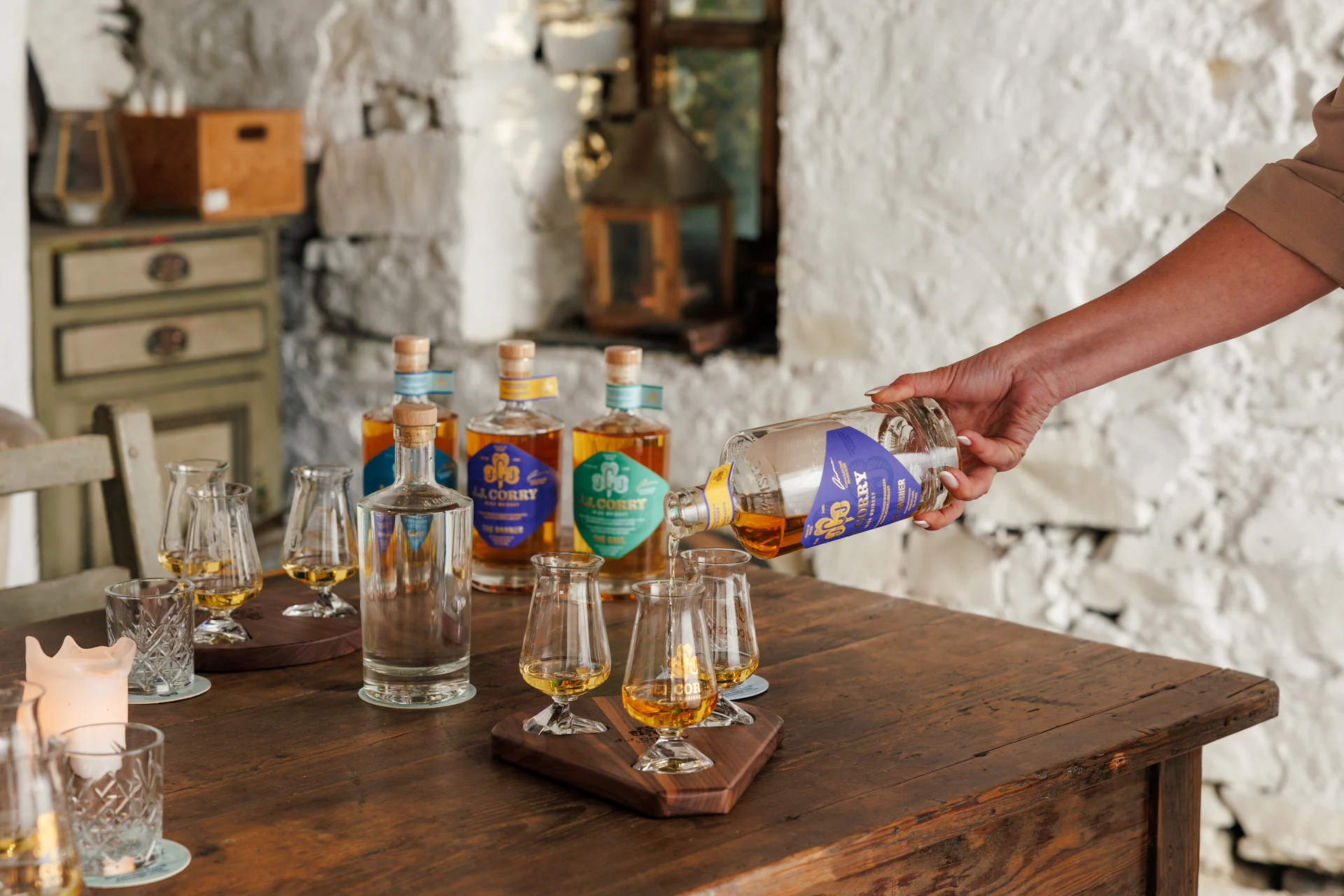 Irish whiskey tasting at J.J. Corry, Irish Whiskey, The Burren, Co Clare, hosted by Ireland Whiskey Tours