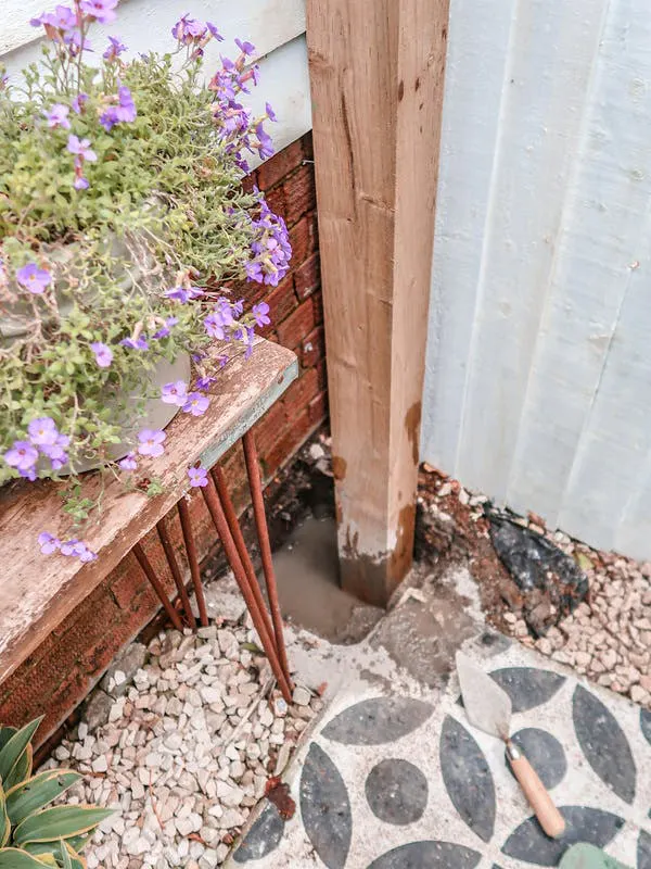 Wooden Post In Concrete