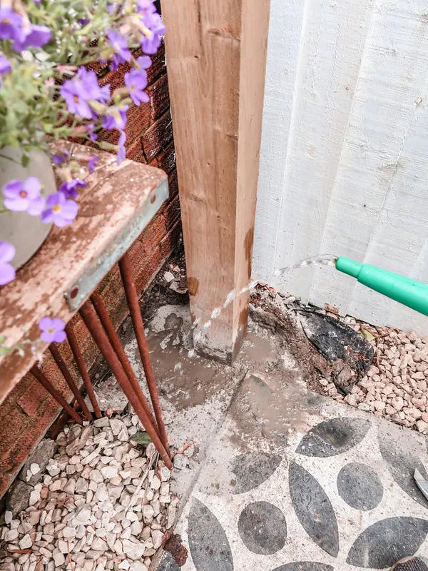 Wooden Post In Concrete