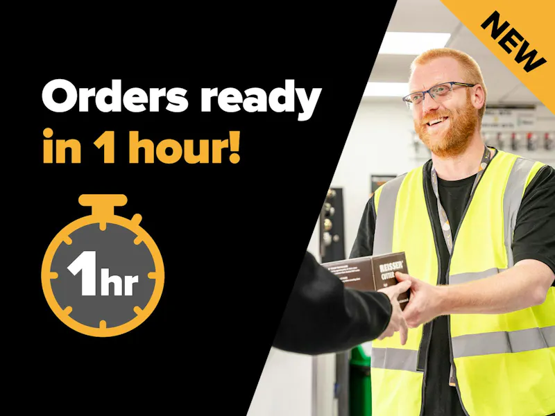 Order ready in 1 hour - happy customer collects his parcel