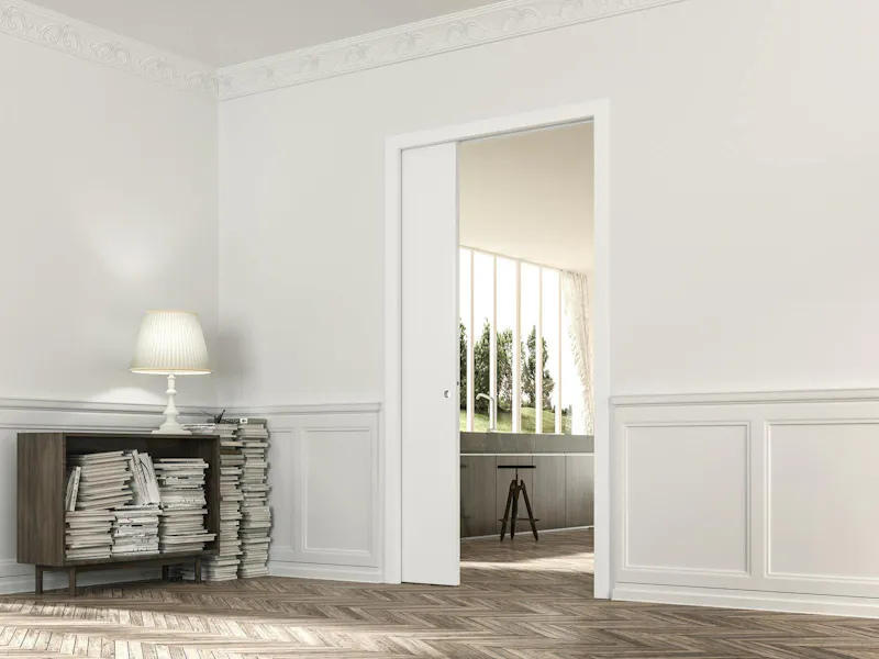 An image of a pocket door in a home