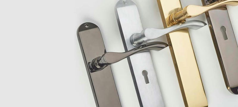 An image of different door handle finishes