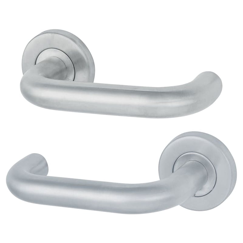 An image of satin stainless steel door handles