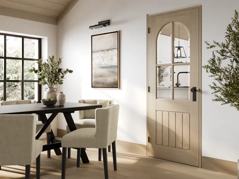 An image of a blonde oak door