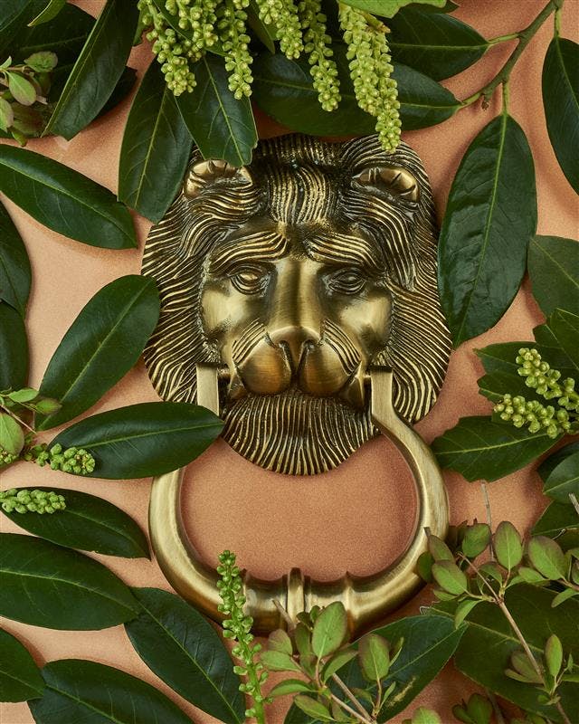 Lion Door Knocker - Antique Brass