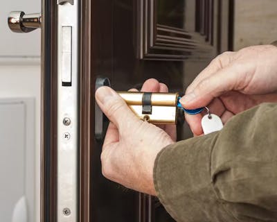 An image of a front door lock