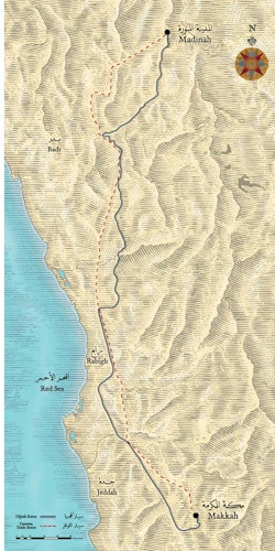 map of The route of the Hijrah 