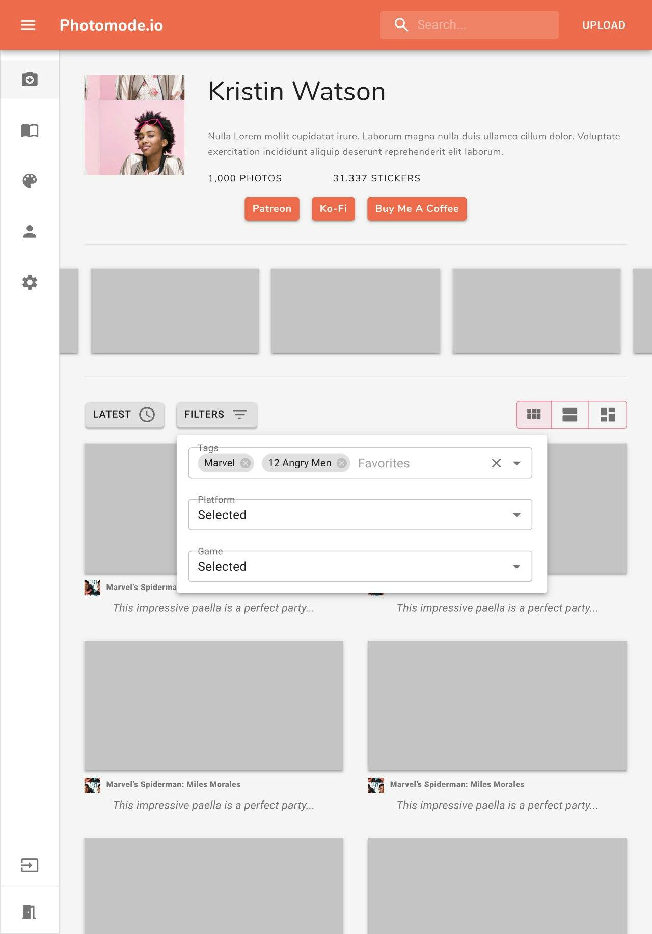 prefile page design mock