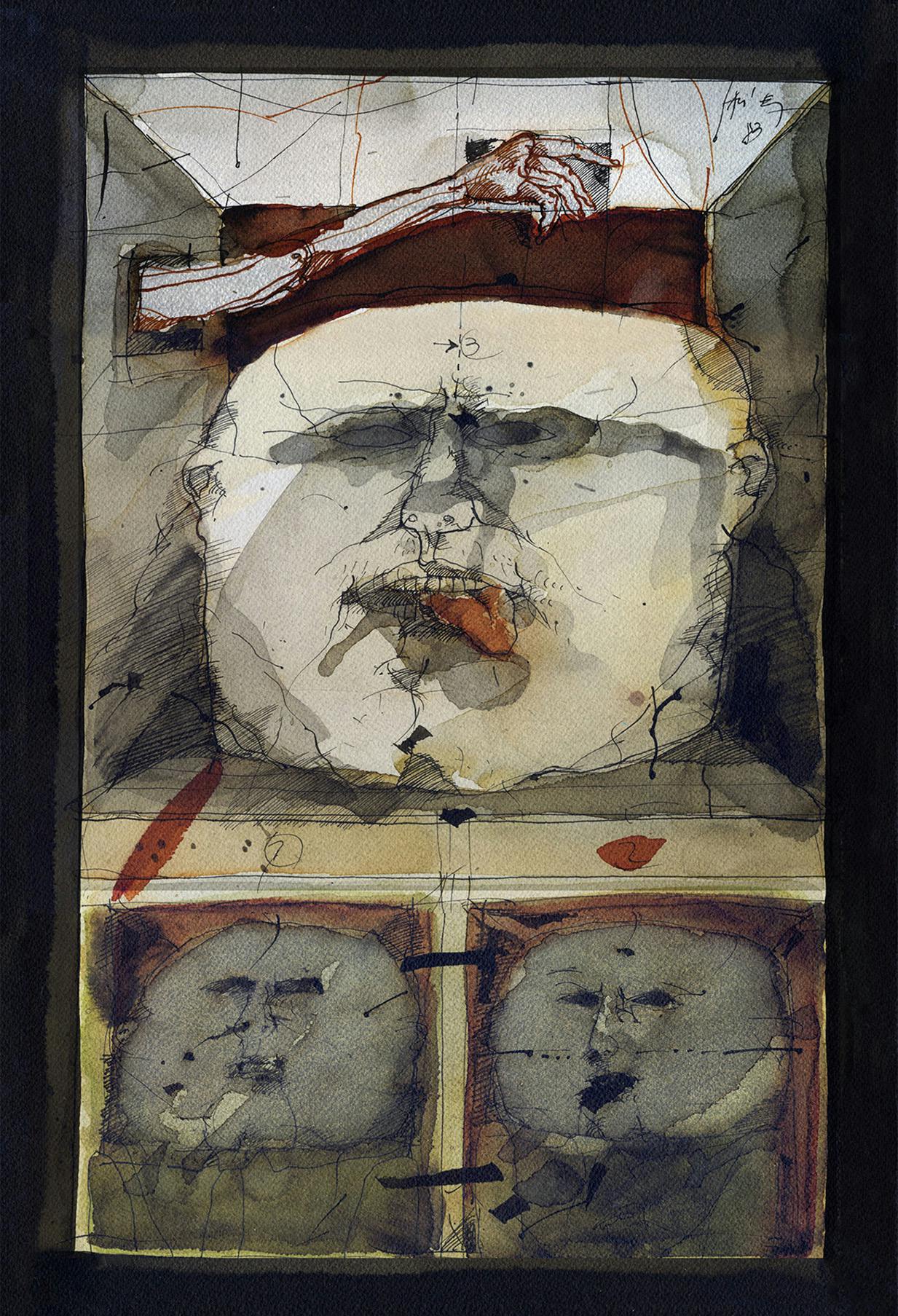 Watercolor of three faces