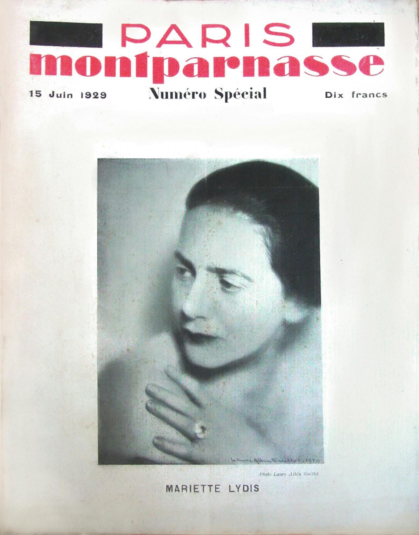 Magazine cover with a black-and-white photograph of Mariette Lydis