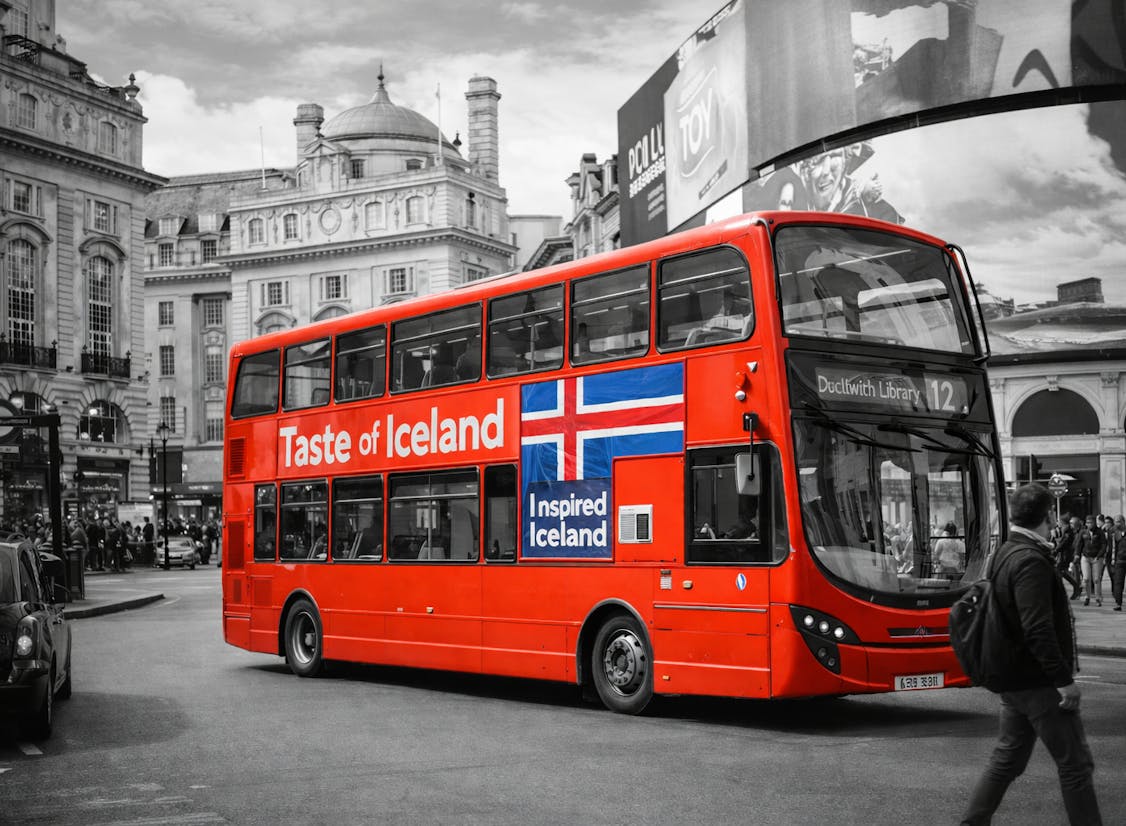 Red bus at Piccadilly circus in London