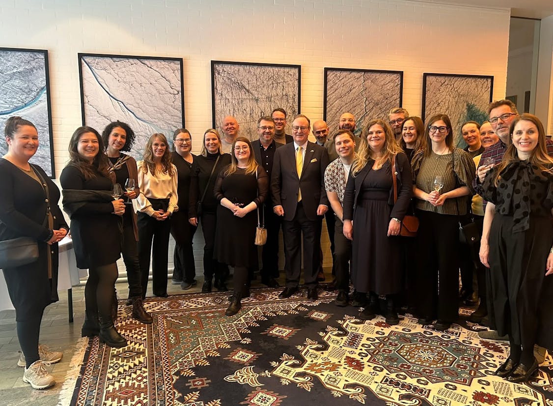 Fulltrúar frá Íslandi í móttöku í sendiherrabústaðnum í Kaupmannahöfn