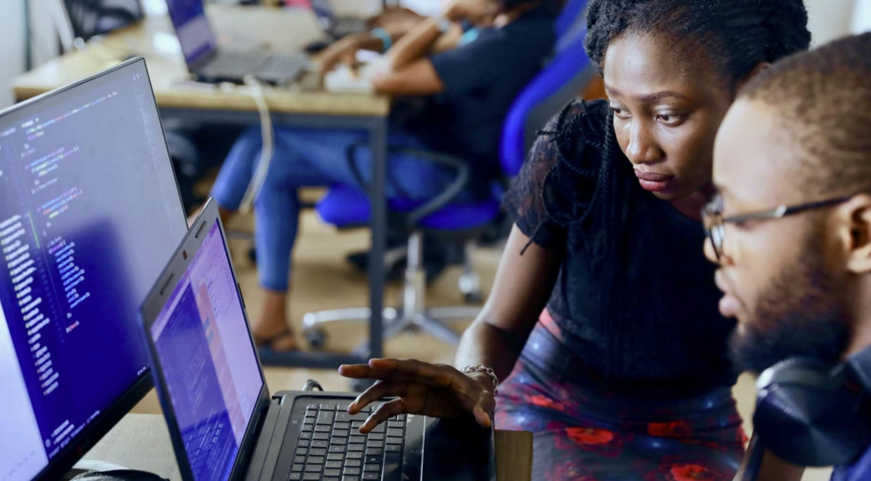 People working on a computer