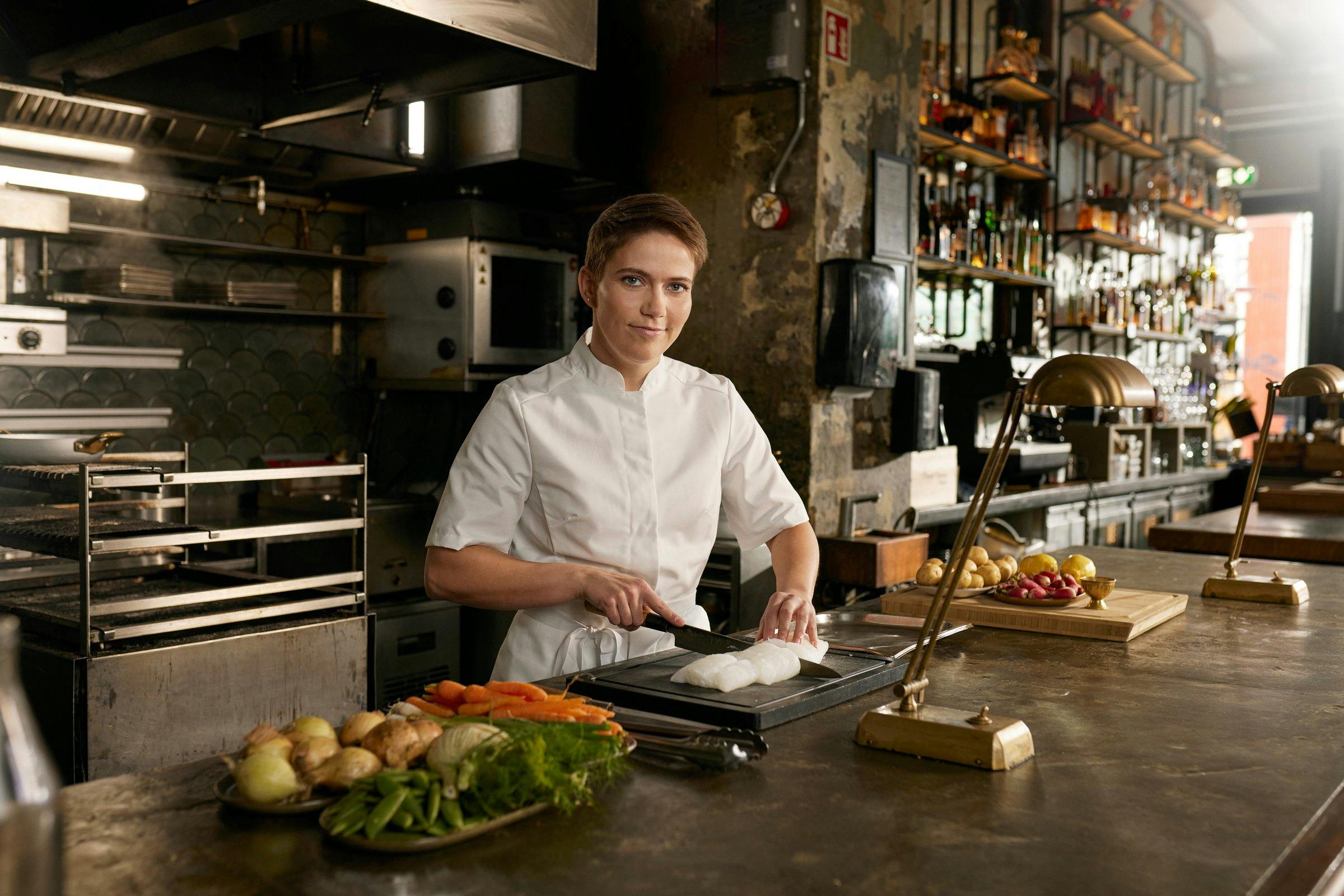 Icelandic chef preparing fish