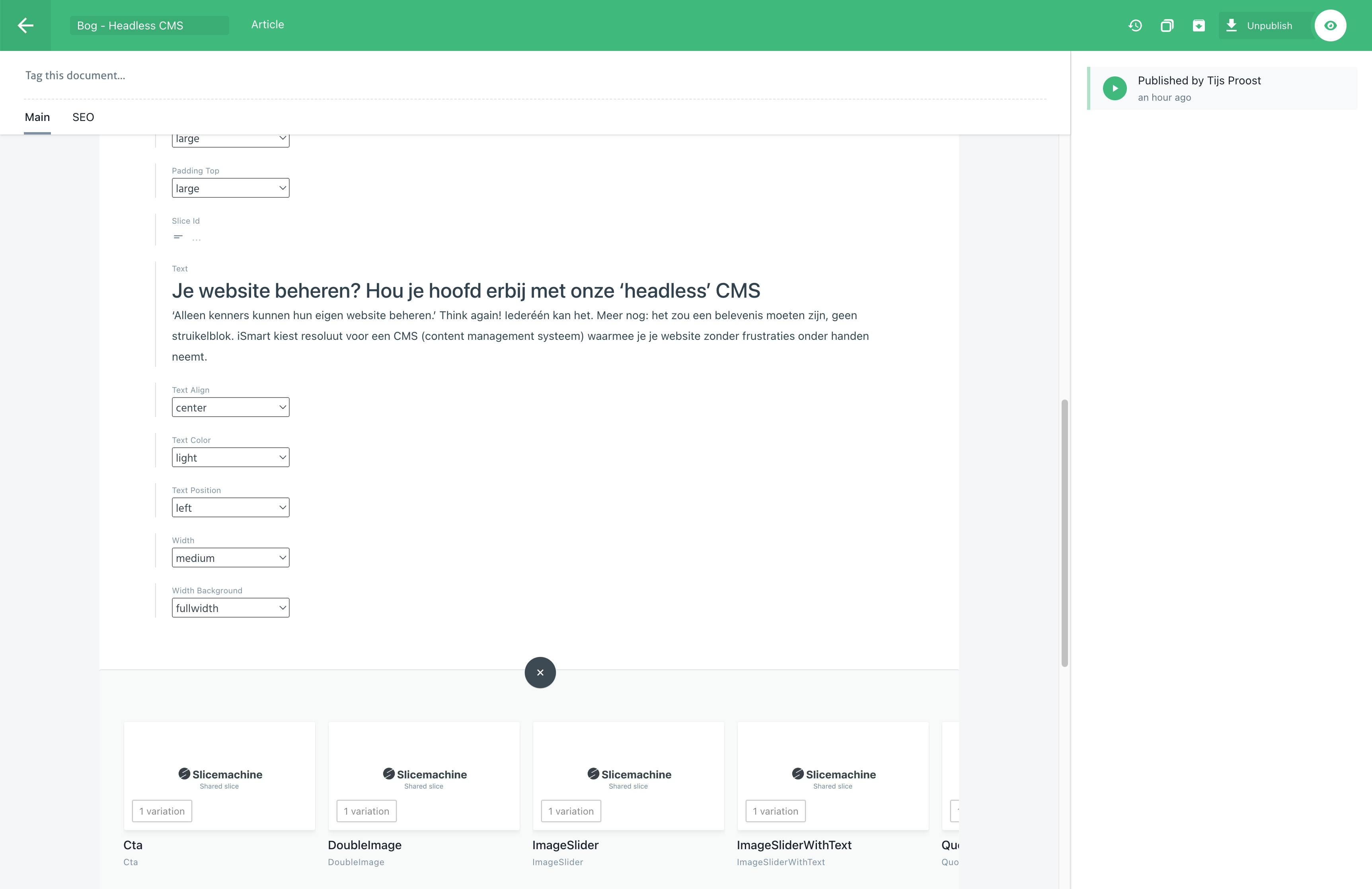 Prismic Dashboard
