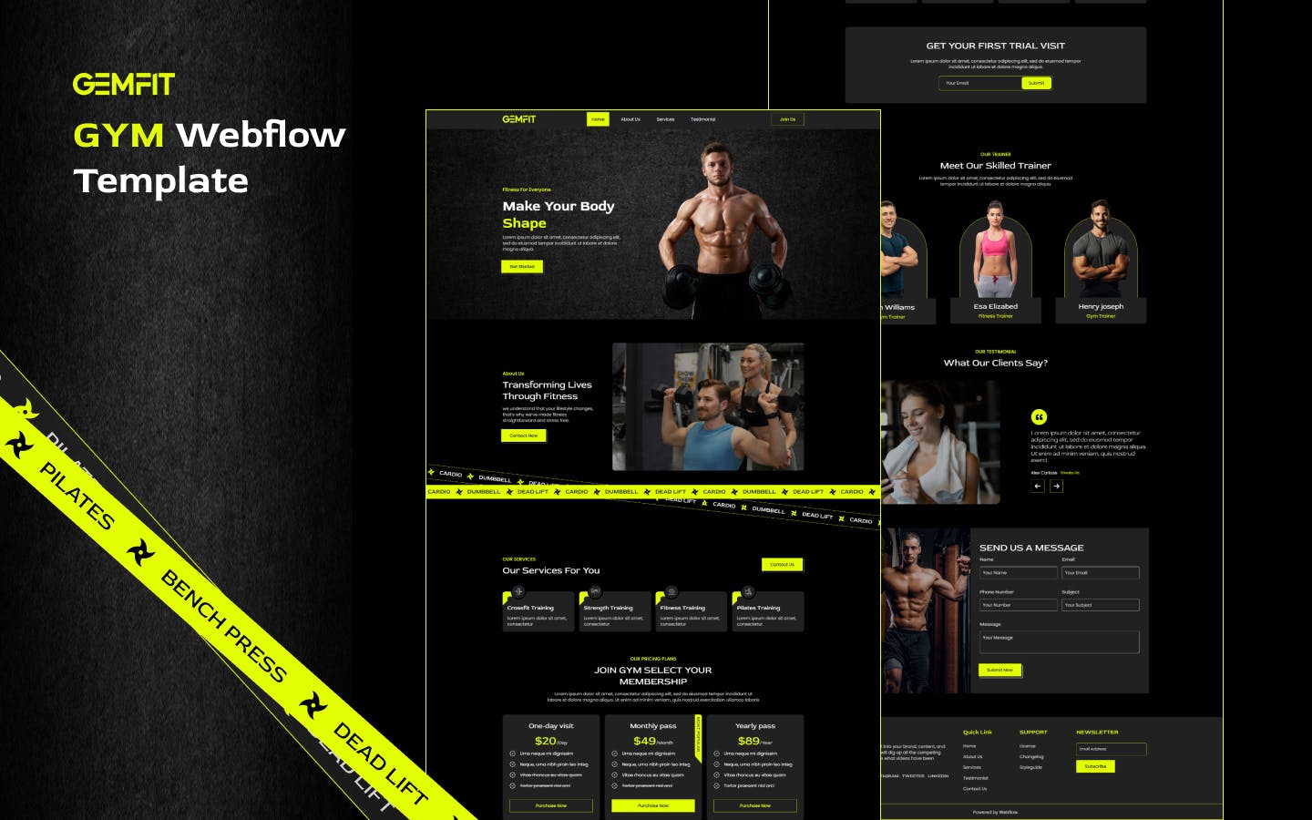 gemfit gym webflow template