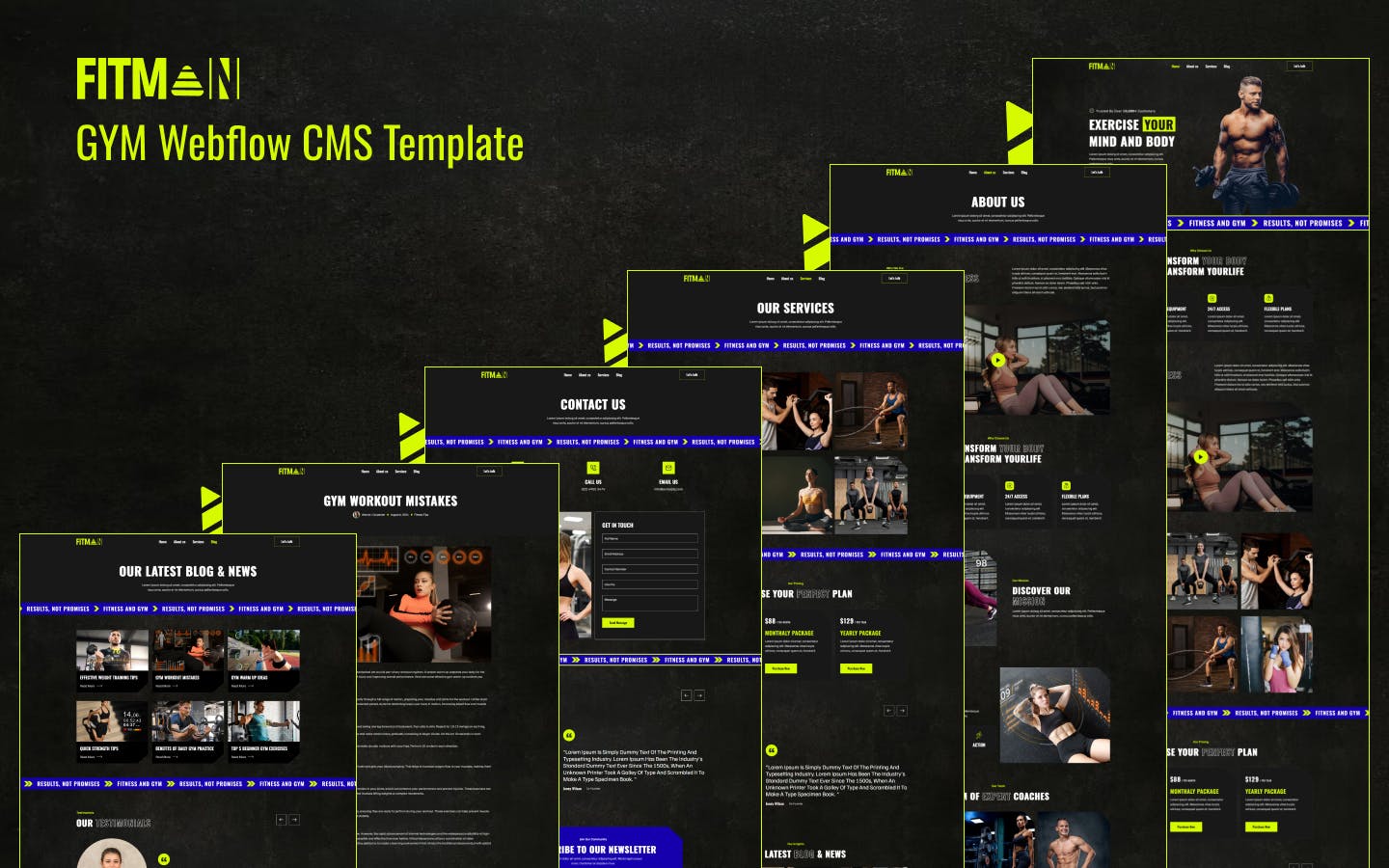 fitman gym webflow template