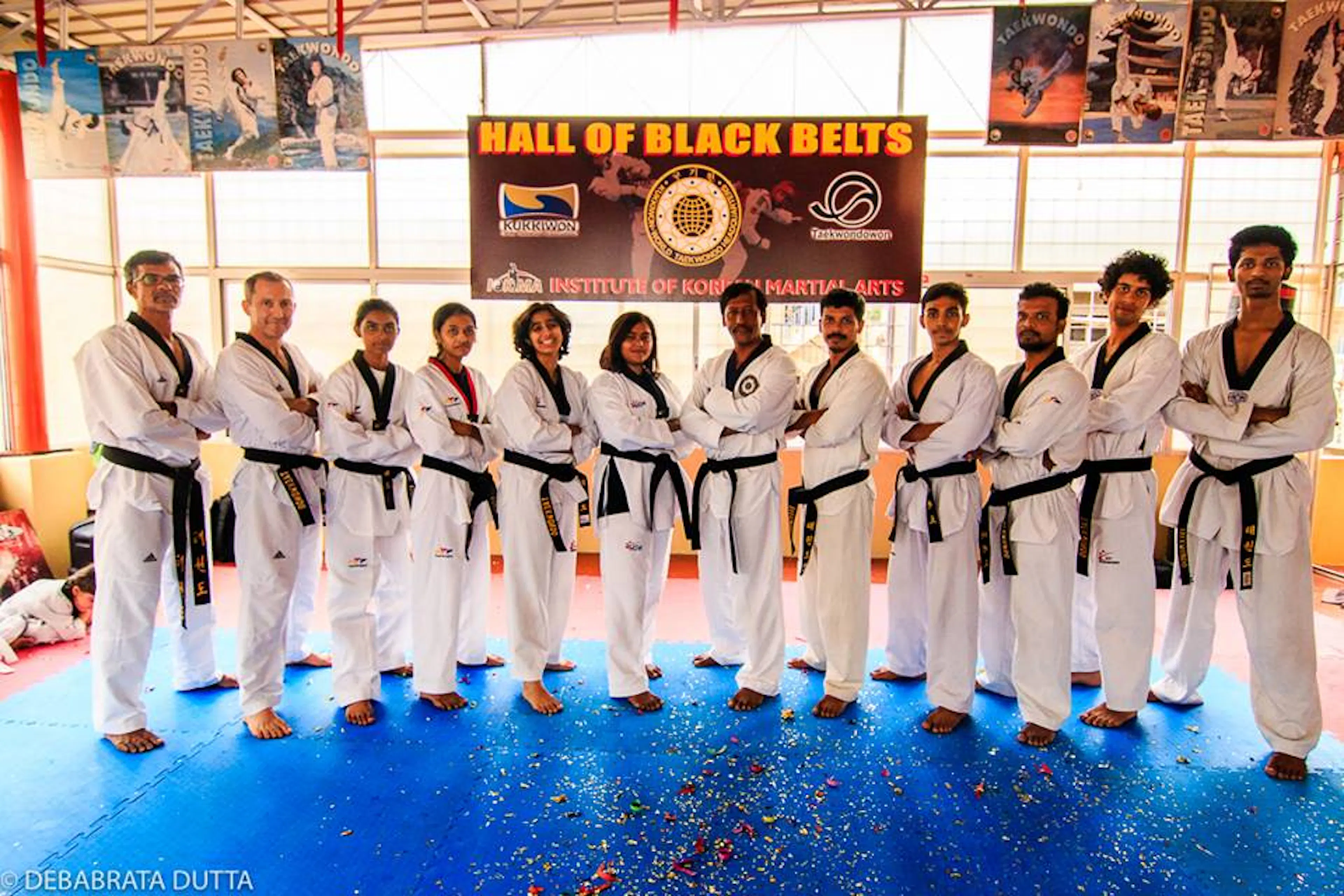 Taekwondo practitioner executing a martial arts kick