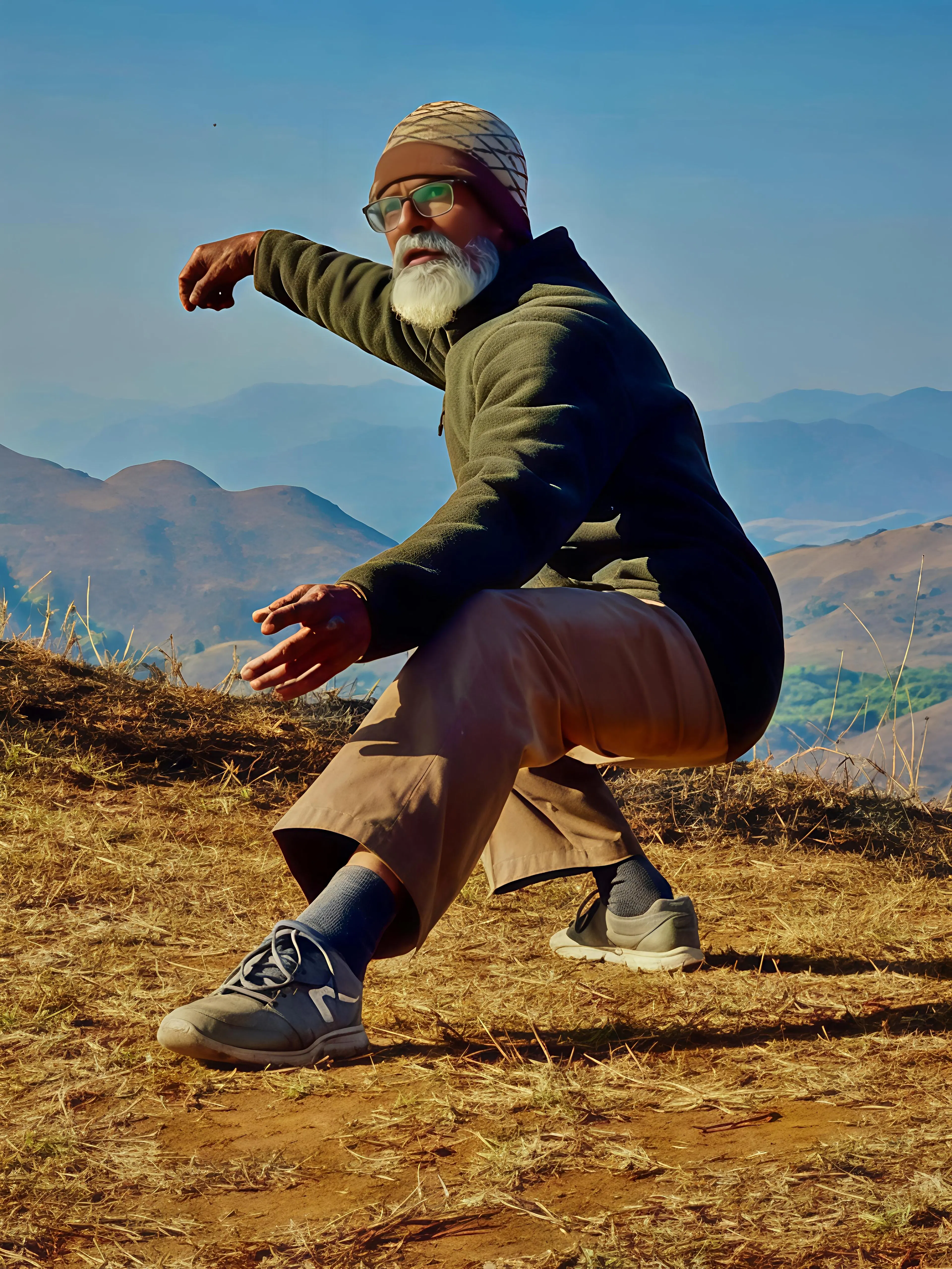 Master Krishna Kumar, founder of IWMA, in a martial arts pose
