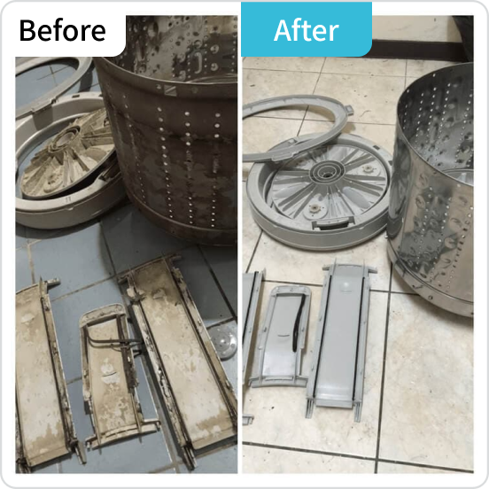 洗衣機清洗前後對比