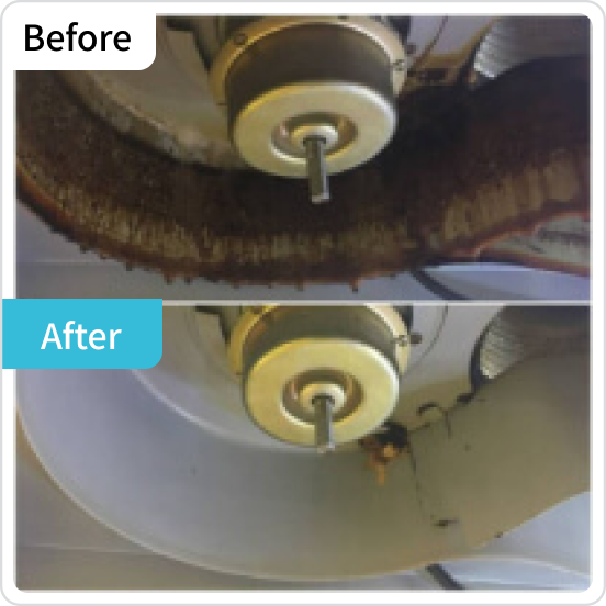 師傅手工刷洗抽油煙機澈底清潔對比圖