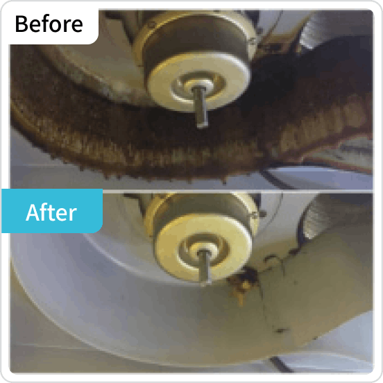 師傅手工刷洗抽油煙機澈底清潔對比圖 師傅手工刷洗抽油煙機澈底清潔對比圖