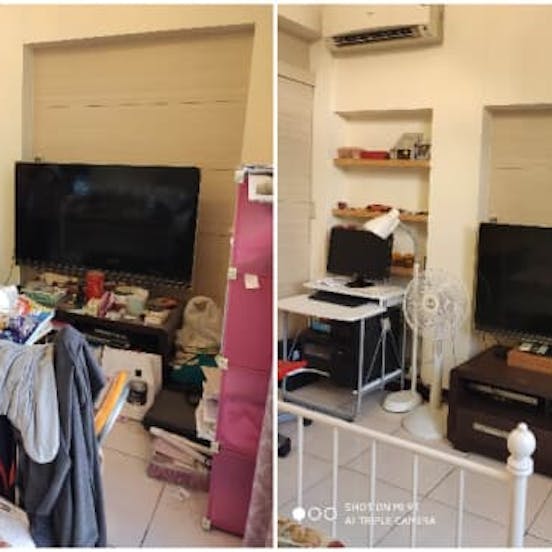 客廳東西擺放太過隨意,有些過於雜亂,經整理後,看起來整齊舒服很多 客廳東西擺放太過隨意,有些過於雜亂,經整理後,看起來整齊舒服很多