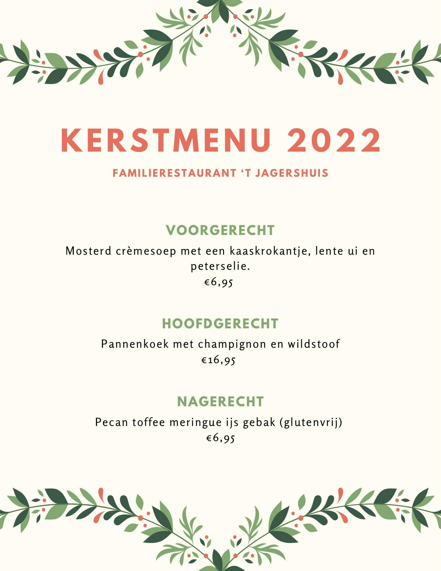 Kerstmenu van 't Jagershuis in 2022!