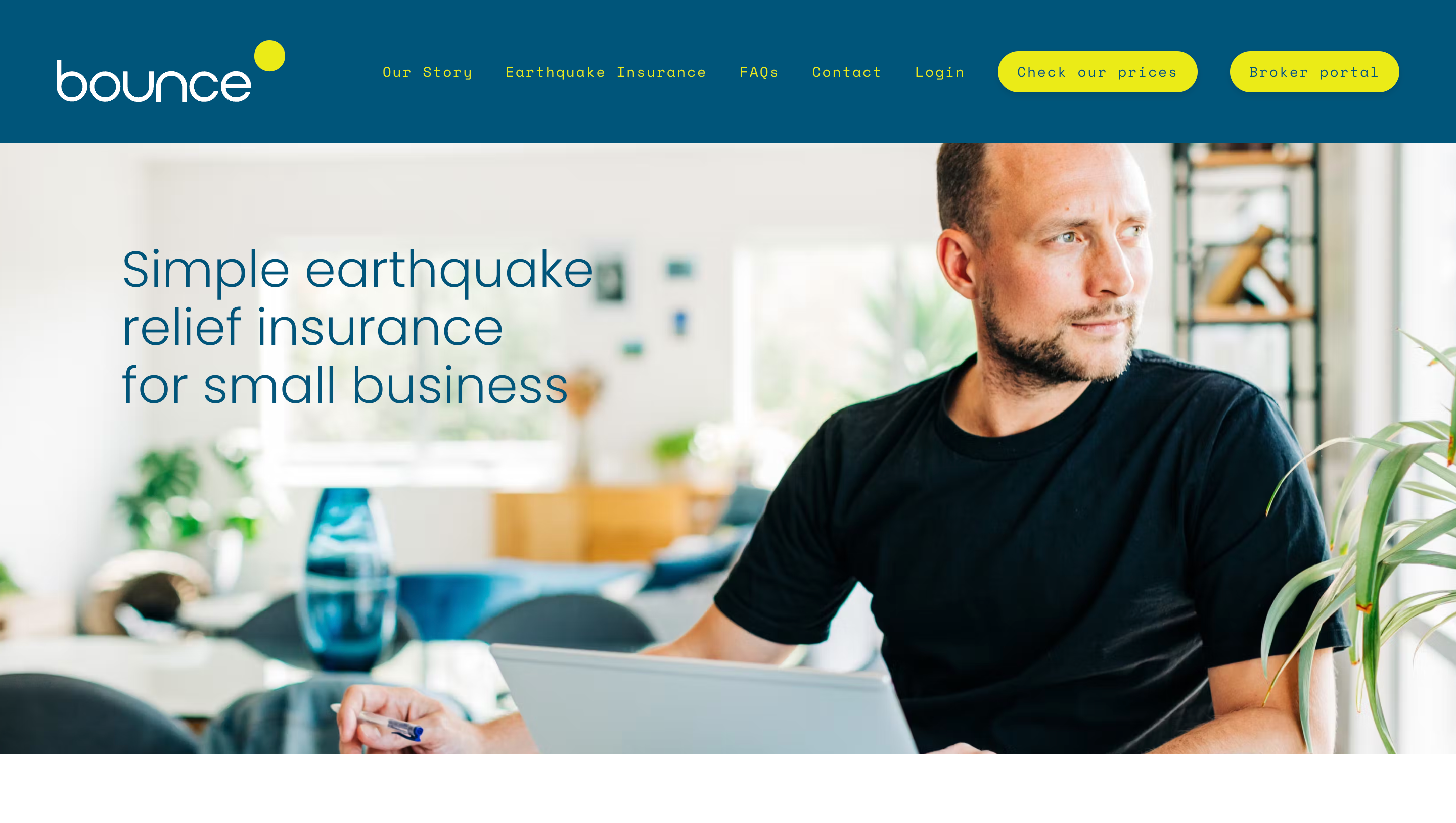 Screenshot of the Bounce Insurance website.