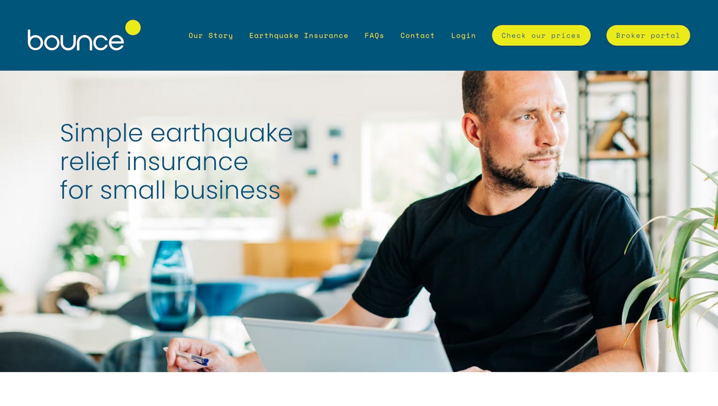 Screenshot of the Bounce Insurance website.