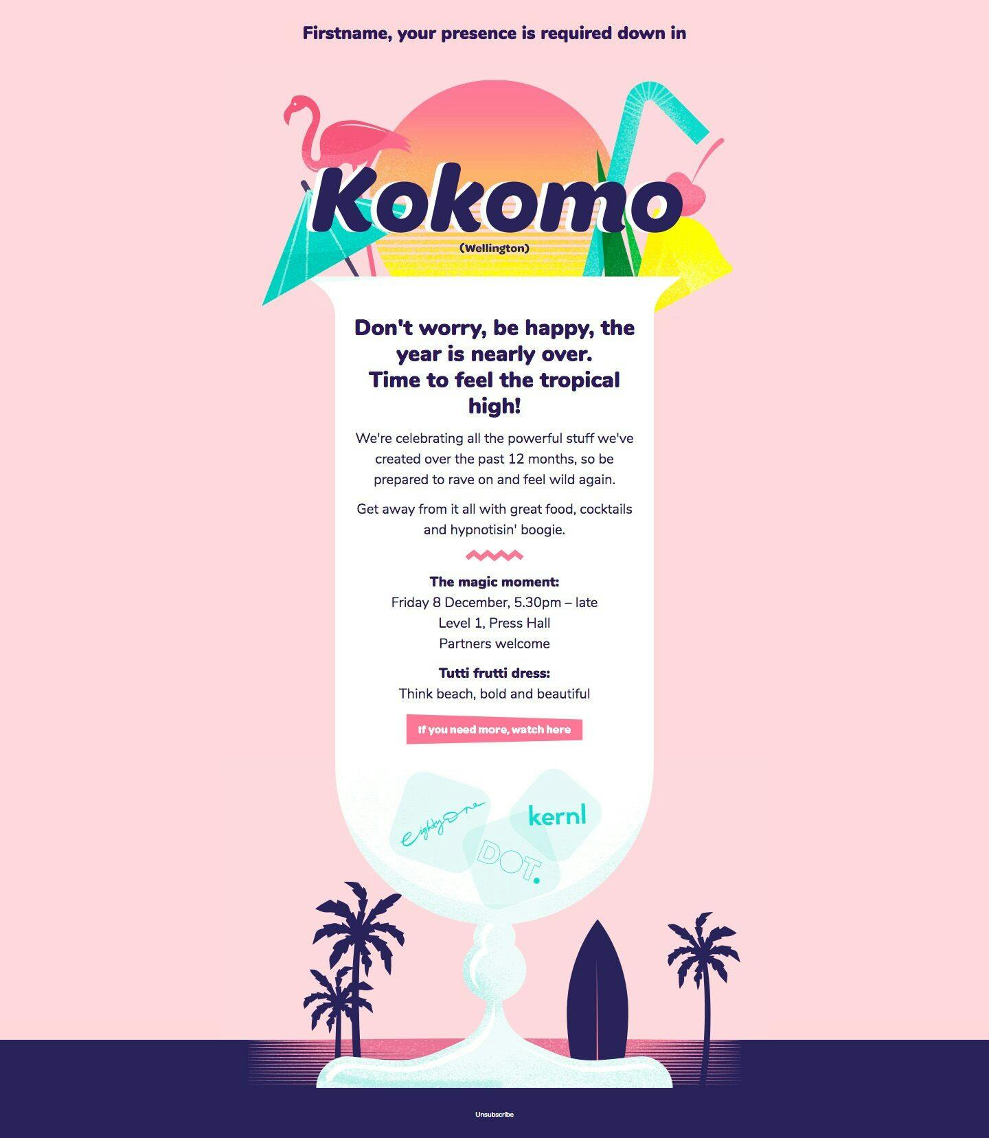 The invitation for EightyOne's Christmas party.