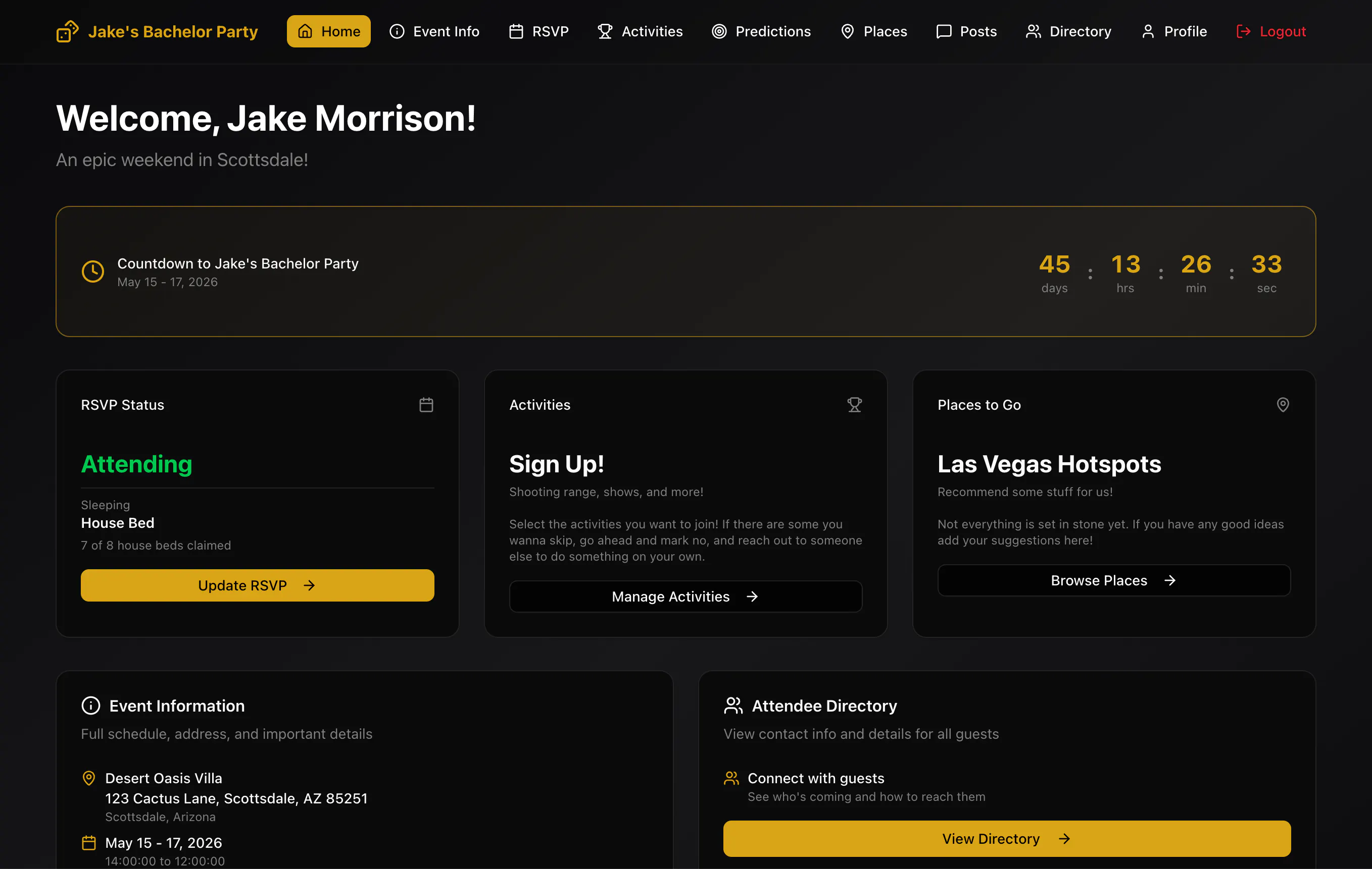 Image showing the bachelor party app