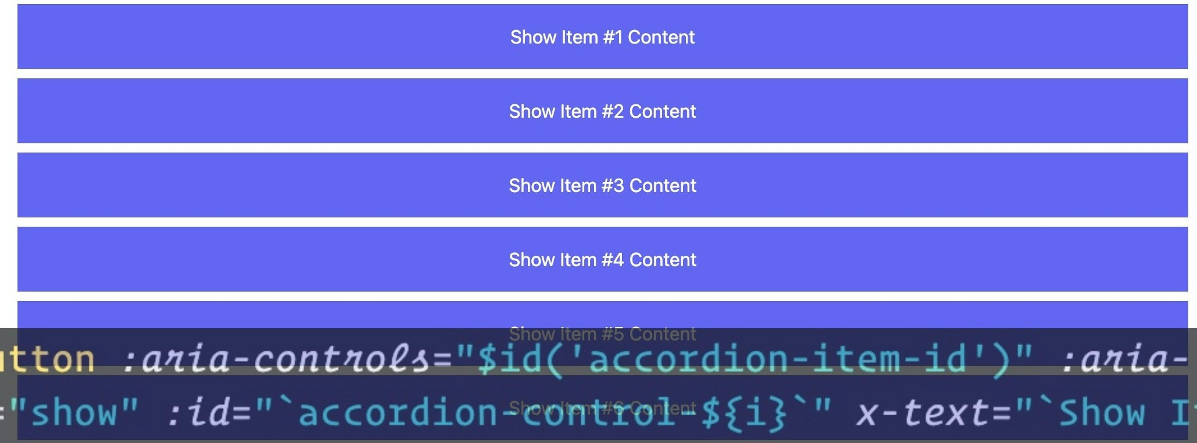 accordion demo with blended image of code used