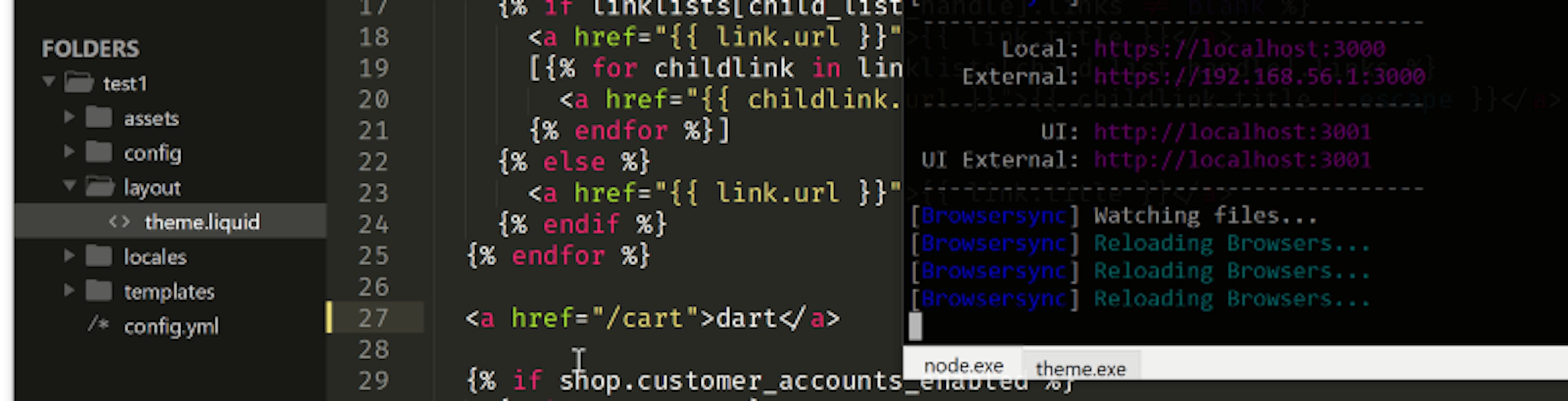 Edit Liquid in Sublime Text and have browser refreshed on save.