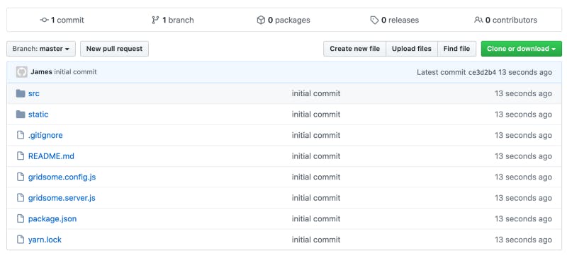 our projects git repo screenshot