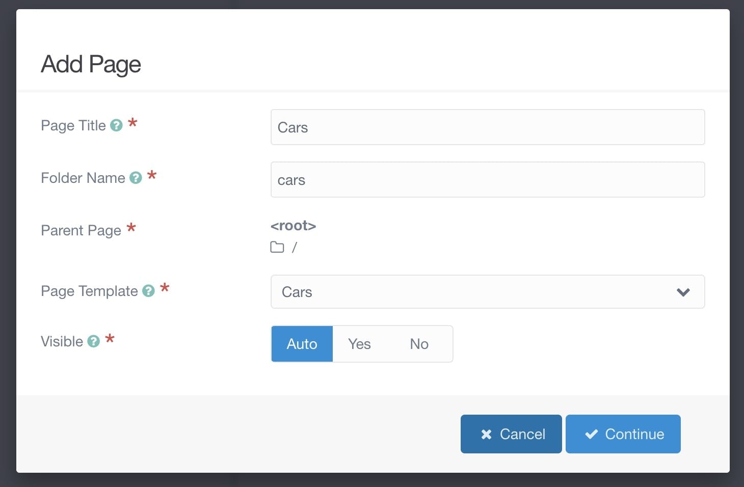 add cars page in grav admin