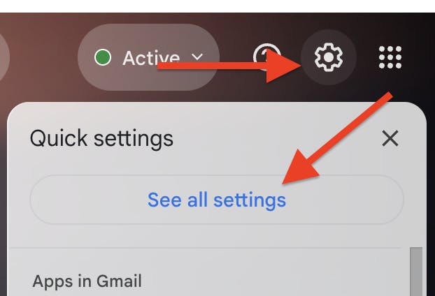 gmail settings dropdown