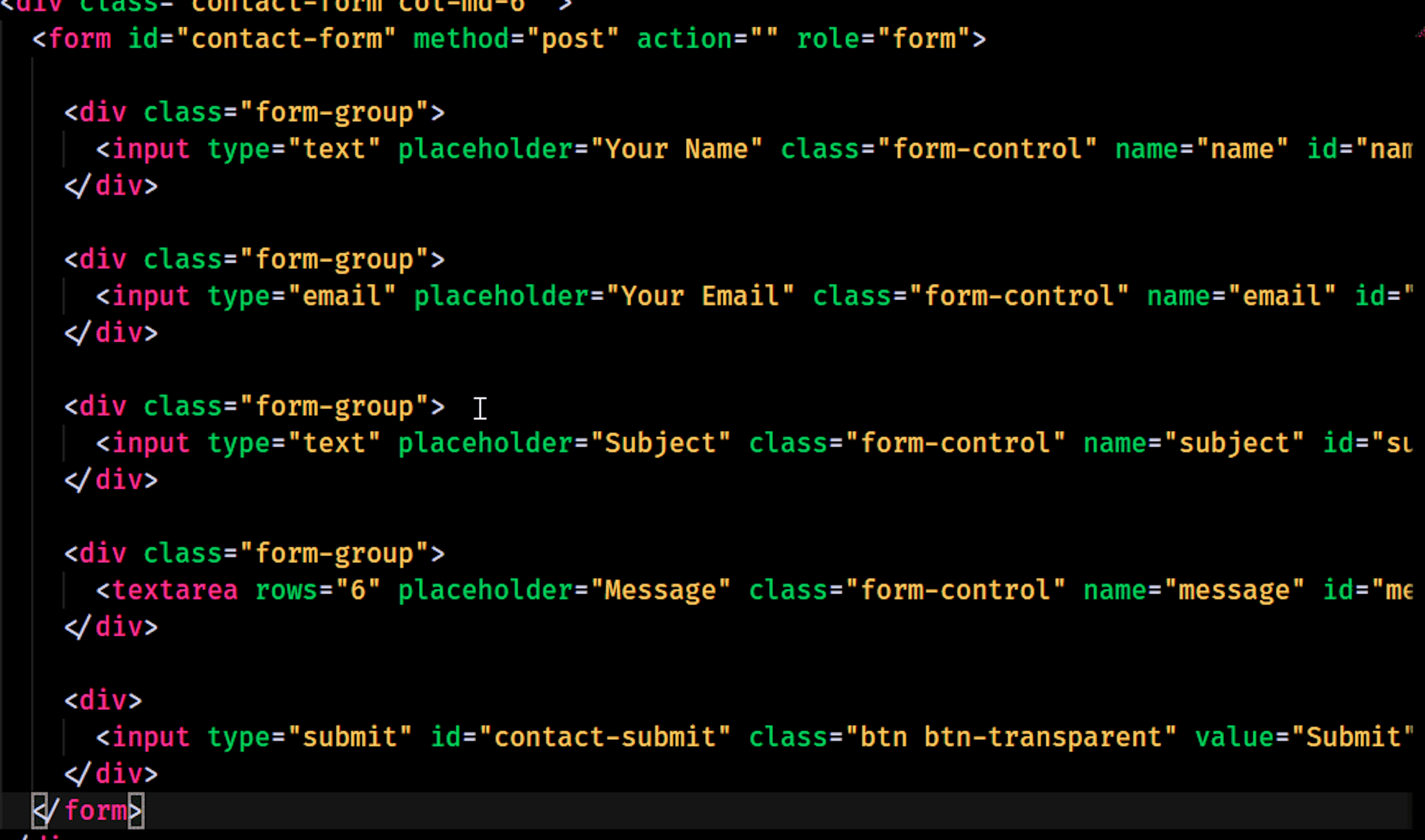 Screenshot of selecting HTML block