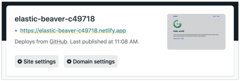 netlify project card element