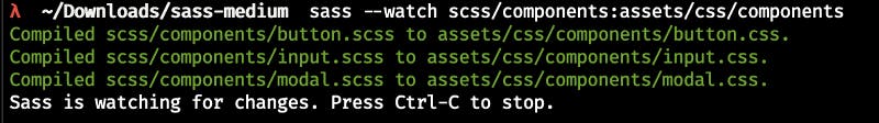 sass watch command with output