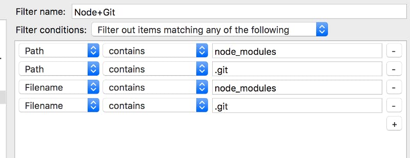 my custom filter settings