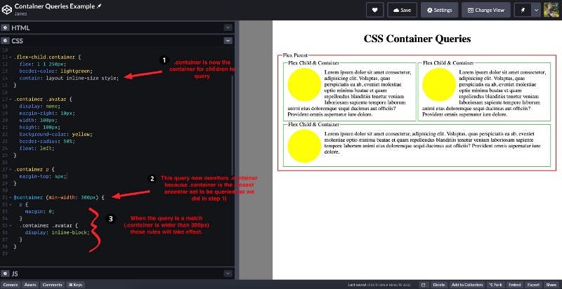 container query demo codepen