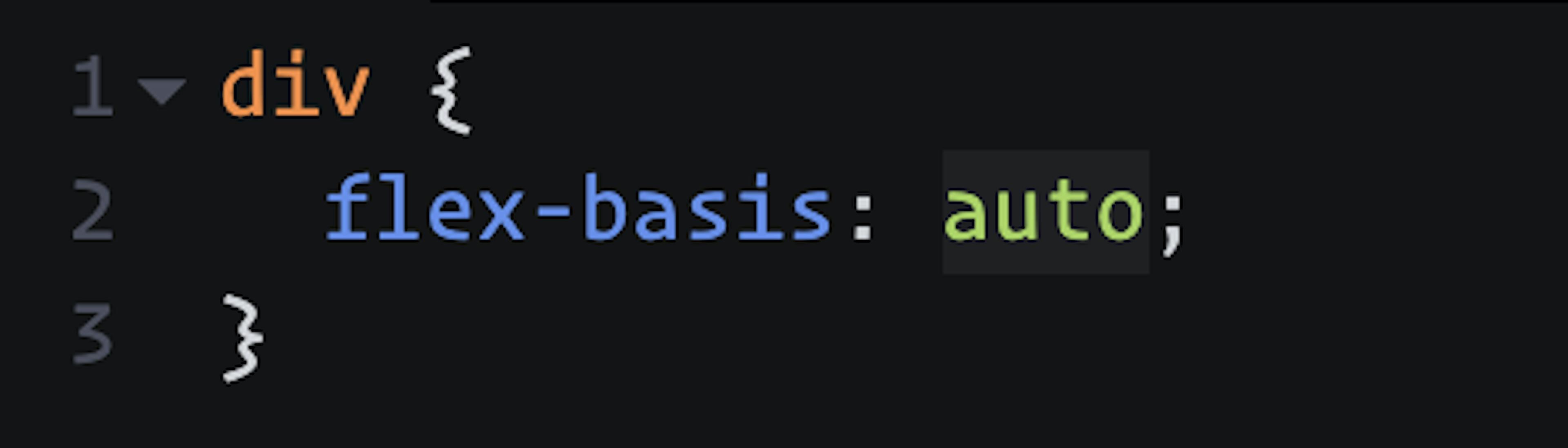 screenshot of flex-basis being used in a CSS rule
