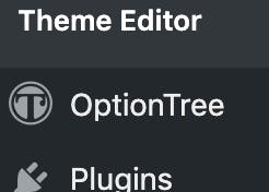 screenshot of optiontree in Wordpress sidebar