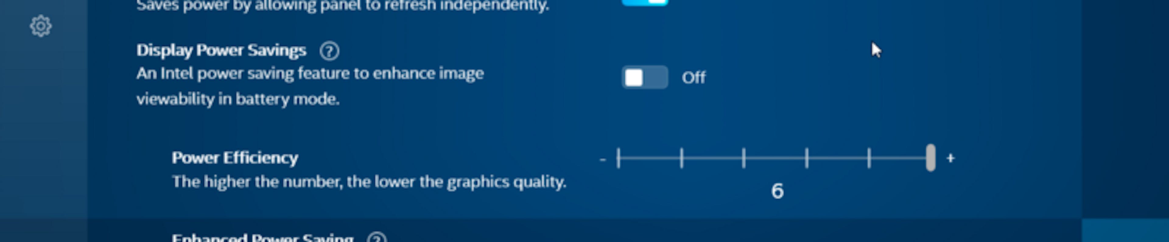 screenshot of display power saving settings control